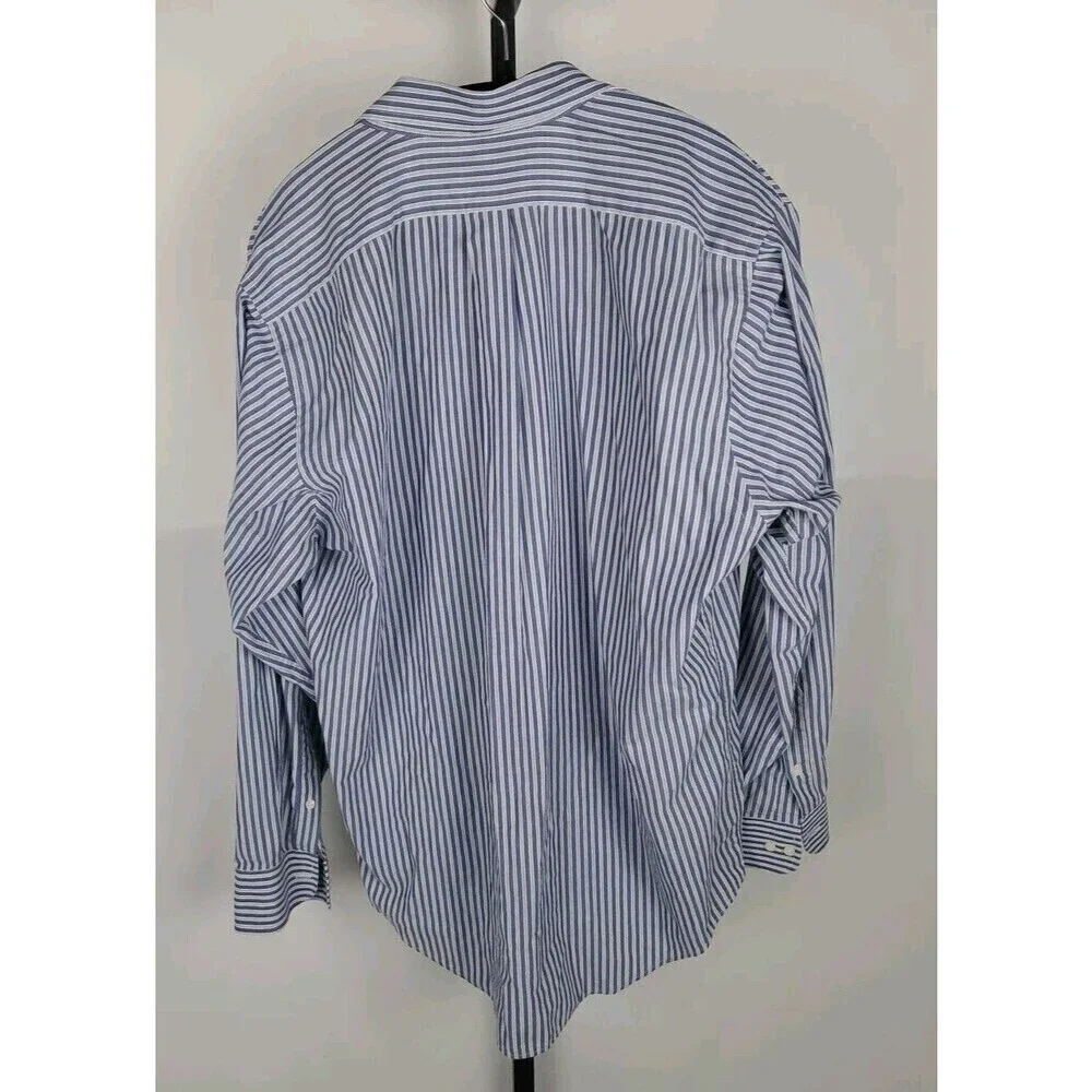 Chaps Shirt Mens Large Striped Purple Blue Button Long Sleeve Pocket - Picture 4 of 7